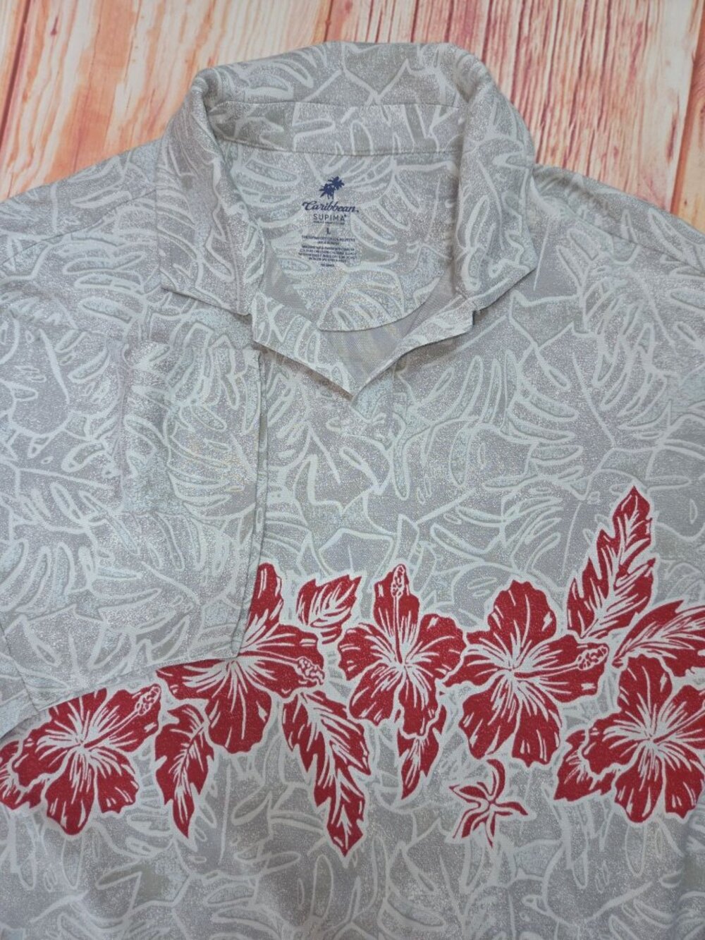 Caribbean Mens Supima Hawaiian Shirt Size Large